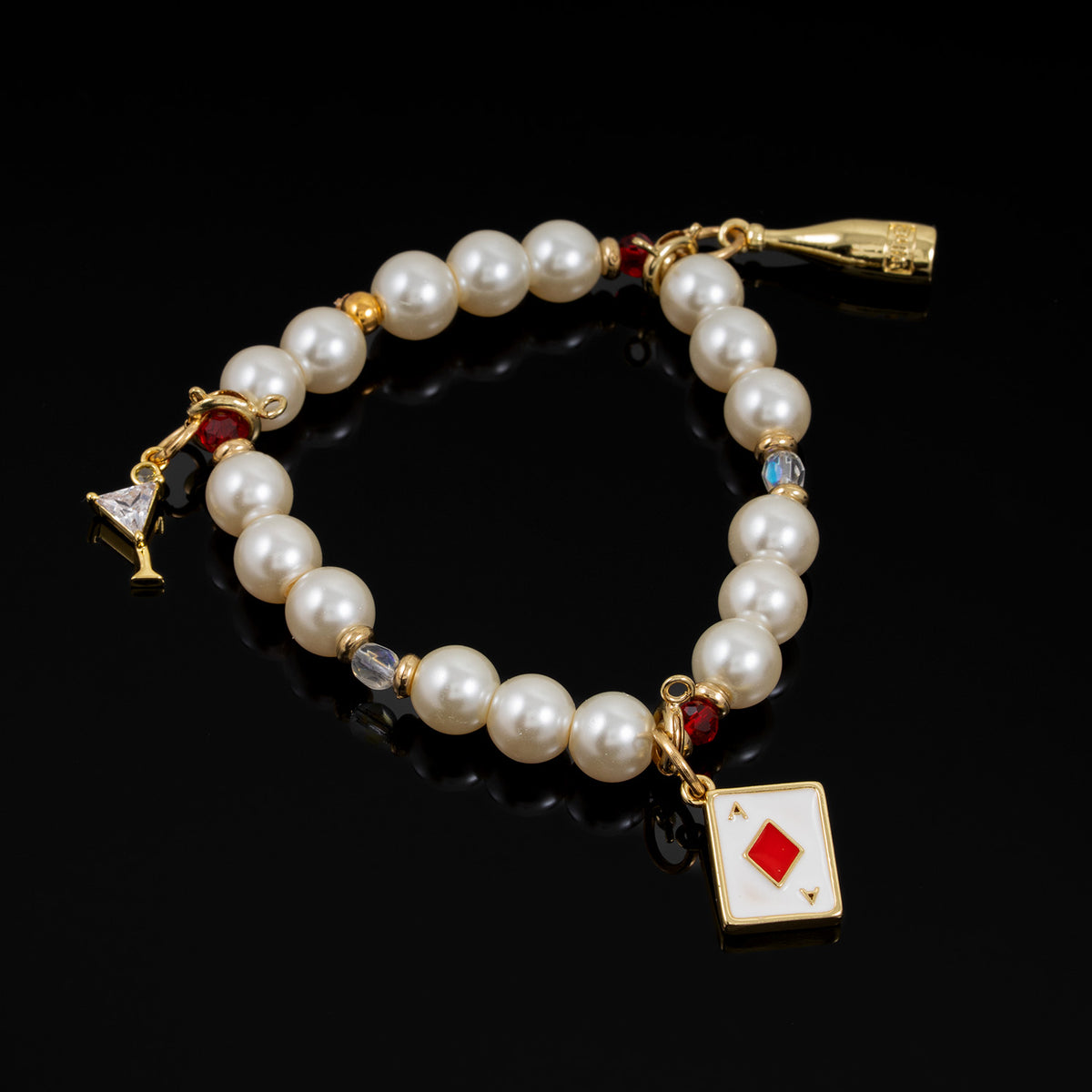 Rouge Charm Bracelet (Red Diamond, Bottle, Small Clear Martini)