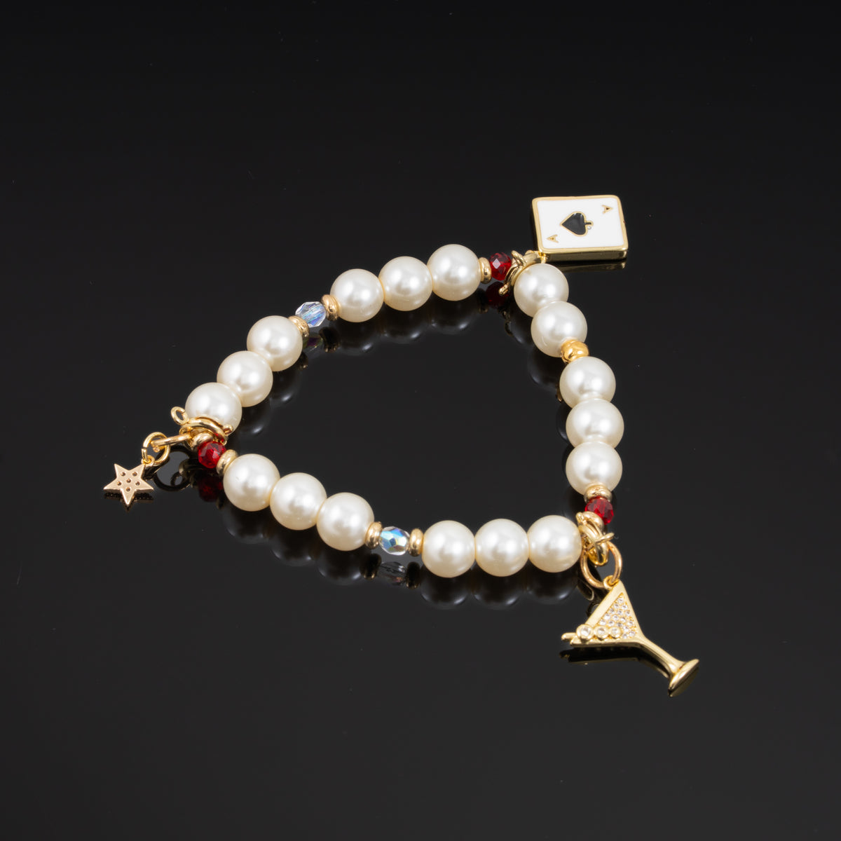 Rouge Charm Bracelet (Black Spade, Big Martini, Small Star)