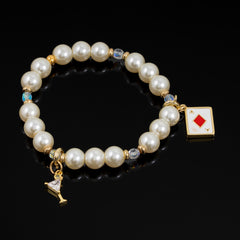 Roulette Charm Bracelet (Red Diamond, Small Clear Martini)