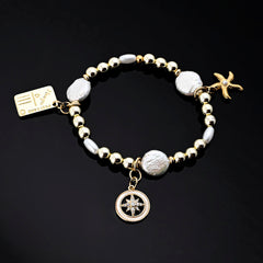 Isola Charm Bracelet (Compass, Postcard, White Starfish)