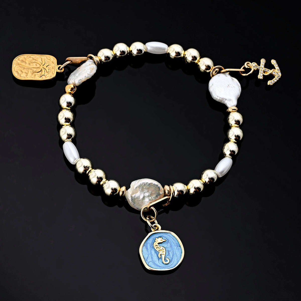 Isola Charm Bracelet (Sea Horse, Palm Tree, Anchor)