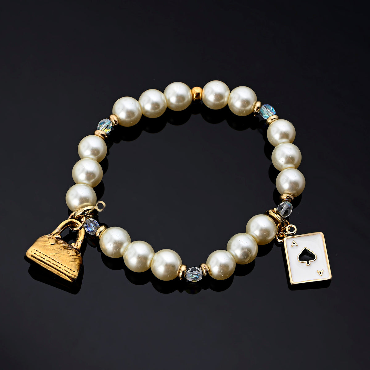 Roulette Charm Bracelet (Big Purse, Black Spade)