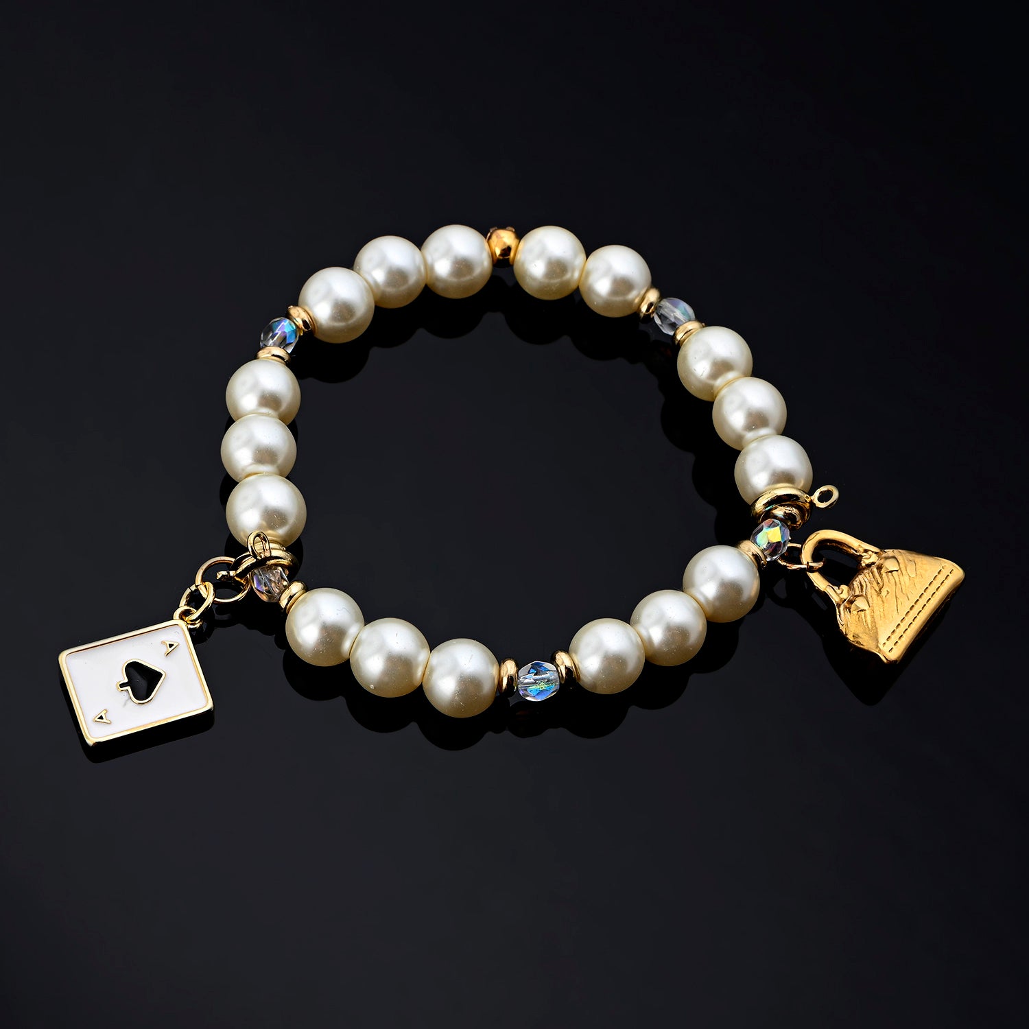 Roulette Charm Bracelet (Big Purse, Black Spade)